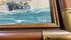 1950s William Hoffman Signed Nautical Painting Clipper Tall Ship Brass Frame