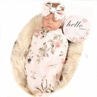 Soft Stretchy Floral Newborn Swaddle Blanket With Headband - Lightweight Design
