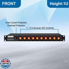 10 Outlet Horizontal 1u Pdu Rack Mount Power Strip - Surge Protection 10 Indi