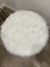 White Faux Fur Round Ottoman With Gold Metal Legs Modern Living Room
