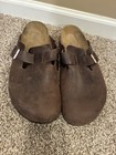 Birkenstock Boston Men   s Brown Leather Clog Sandals Buckle Eu 45 Us 12
