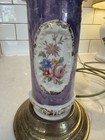 Antique Hand Painted Gilded Floral Porcelain 21    Tall Table Lamp