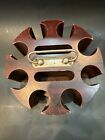 Vintage Wood Carousel Poker Chip Holder Caddy W  Metal Handle Spins 2 Deck