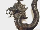 12  Vintage Cast Iron Dragon   Snake Double Candle Holder Indonesia Thai Asia