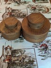 Vtg Old Time Wooden Ware Frye s Measure Mill Set Of 4 Round Shaker Pantry Boxes