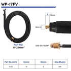Lift Tig Welding Torch Wp17fv Flexible 10 Feet Air Cooled With 10-25mm   