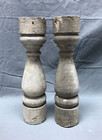 Pair Antique Small Wood Porch Span Spindles 3x11 Shabby White Vtg Chic 1753-22b