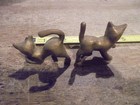 Vintage Set Of 2 Solid Brass Playing Cats Kittens Figures 2    Unmarked Cast