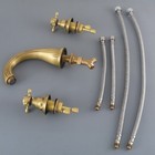 Antique Brass Bathroom Faucet Widespread Three Holes two Cross Handles Ean068