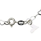 Solid 925 Sterling Silver Flat Heart Link Bracelet Adjustable Anklet Italy B192