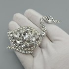 Vtg Large Swan Brooch Bird Cluster Rhinestone Clear Pave Silver Tone 80s 90s Pin