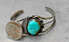 Vintage Navajo Royston Turquoise   Sterling Cuff 6 5  Fit W  Gap 16 3 Grams