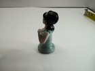Vintage Porcelain Half Lady  black Hair Doll Pin Cushion Topper - Japan  3 1 2   