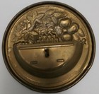 Vtg Brass Wall Pocket Plate Matchbox  Holder 6  Diameter 3d Fruit Pear England