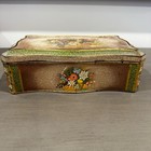 Vintage Floral Embossed Hinged Tin Box Container -made In Holland