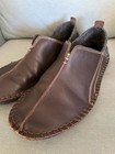 Orvis Slippers Mens Size 10-11 Brown Leather Slip On Casual Comfort Shoes Wool