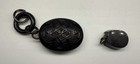 Victorian Whitby   s Jet Black Mourning Pendant Lock Of Hair With Compass
