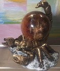 Bronze Scorpion Figurine With Stone Sphere  Decorative Sculpture