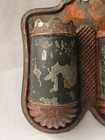 Antique Tin Match Holder   Striker  Wall Mount  Double Pockets