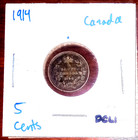 Canada 1914 5 Cent Silver Coin  Features King George V  With Free Shipping  