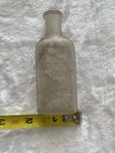 Antique Clear Glass Medicine Bottle 4    Oval Patent Pharmacy Apothecary Cork Top