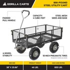 Gorilla Carts Steel Utility Cart Garden Beach Wagon  800 Pound Capacity  Gray