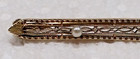 Stunning Antique Victorian 14k Gold Filigree Bar Pin-sapphire-seed Pearls