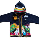 Peruvian Kuyay Embroidered Crochet Knit Cardigan Zip Hoodie Jacket Toddler 4t-5t