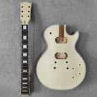 Diy 6 String Lp Electric Guitar Kit Unfinish Flame Maple Top Cr Part Set Neck
