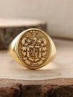 Gold Coat Of Arms Ring Mens Signet Ring Custom Signet Ring Family Crest Ring