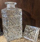 Vintage Cut Lead Crystal 9  Whiskey Liquor Square Decanter W  Stopper