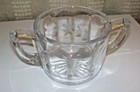 Vintage Clear Etched Glass Sugar Bowl