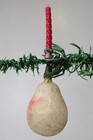 Vintage Antique Glass Mica Pear Clip On Candleholder Christmas Ornament Germany