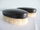 Antique Ebony Clothes Brush Oval Victorian Dressing Table Dresser Black Wood X 2