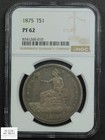 1875 Proof Trade Silver Dollar  1 Ngc Pf 62  toned  