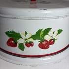 Vtg Metal Tin Round Cake Cover Carrier Granny Core Grandma Core Strawberries