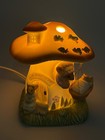 Vtg Enesco Country Calico Mice Mushroom House Night Light Ceramic Baby Lamp Box