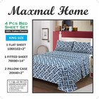 Maxmal Home 100  Cotton 4 Pieces Flannel Sheet Set King Size  Soft  Breathable 