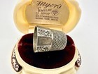 Antique Old Vtg Silver Thimble Etched Floral 925 Monogram M Signed Clean Read