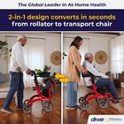 Walker Foldable Dual Function Transport Wheelchair Red Rtl10266dt Rollator Drive