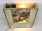 Vintage Mid Century Modern Reverse Painted Lighted Oriental Wall Art Shadow Box