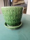 Vintage 1950s Mcm Shawnee Pottery Glazed Green  Flower Pot  454