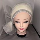 Charm s Hat Church kentucky Derby wedding Elegant Glam Bow Rhinestone White