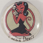Novelty Retro Style Flirty Lucky Devil Girl Holding Aces Pinback Button