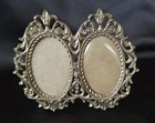 Vintage Victorian Ornate Brass Standing Double Oval Two 2 Picture Frame Metal