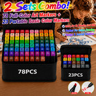 2 Sets Combo Alcohol Art Markers  78pcs Full Color 23pcs Basic Color Marker Set