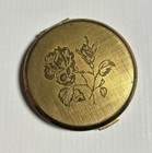 Vintage Stratton England Goldtone Powder Mirror Compact Textured Roses