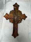 Cast Iron Wall Cross Ornate Floral Gothic Design Patina Finish