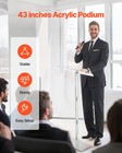 Vevor Podium Stand 43 In Acrylic Lectern Adjustable Angles With Metal Base