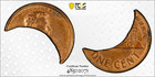 1969 Hige Curved Clipped Planchet Error Lincoln Cent  Pcgs Ms-62 Rb